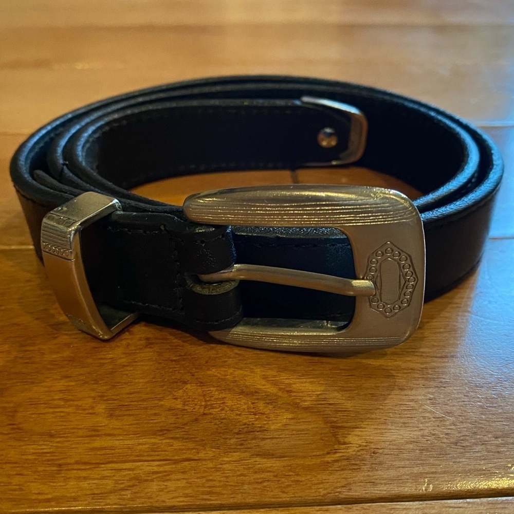 St Michael By Marks & Spencer Leather Belt Black western silver SZ S unisex